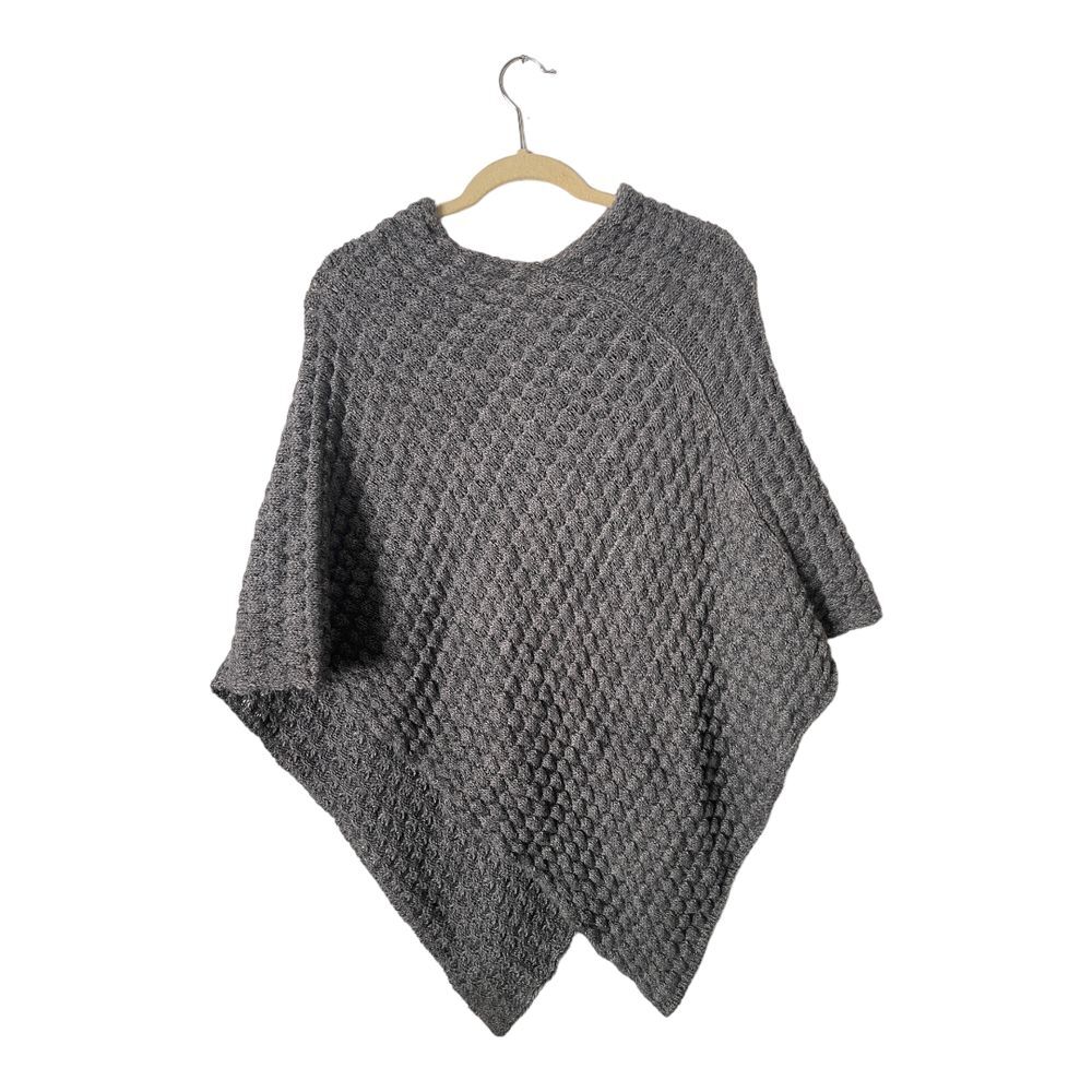 Cerretelli Firenze Virgin Wool Alpaca Blend Grey Knit‎ Sweater Poncho one size